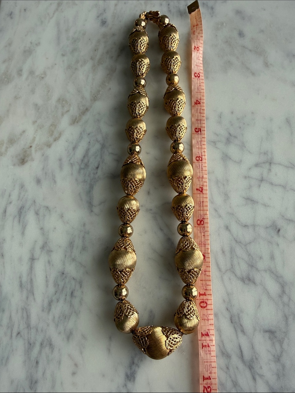 Stunning vintage Monet gold filigree bead necklace MCM atomic era old money - Picture 5 of 6